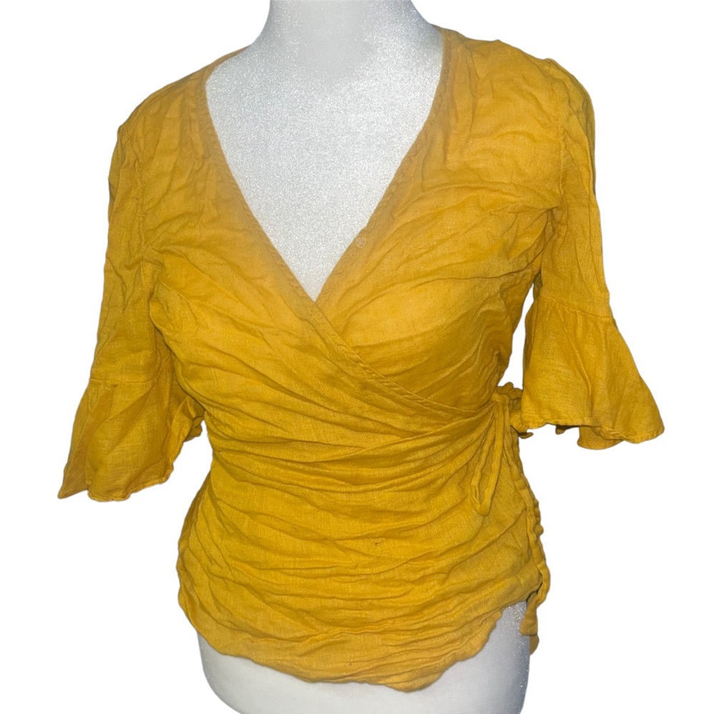 Old Navy Mustard Wrap Top